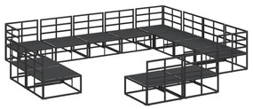 vidaXL Σετ Καναπέ Κήπου 12 pcs Μαύρο 353 x 283 x 71 εκ. Αλουμίνιο