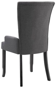 Καρέκλες Τραπεζαρίας με Μπράτσα 2 τεμ. Σκούρο Γκρι Υφασμάτινες - Γκρι