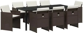 vidaXL Σέτ φαγητού για κήπο 9 pcs Καφέ συνθετικό ρατάν