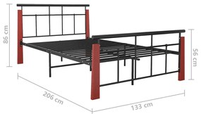 vidaXL Πλαίσιο Κρεβατιού 120 x 200 εκ. Μέταλλο/Μασίφ Ξύλο Δρυός