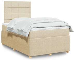 vidaXL Κρεβάτι Boxspring με Στρώμα Κρεμ 120x190 εκ. Υφασμάτινο