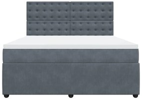 vidaXL Κρεβάτι Boxspring με Στρώμα Σκούρο Γκρι 180x200 εκ. Βελούδινο