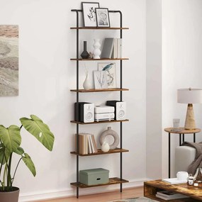 vidaXL Ράφι Βιβλίων Καπνιστή δρυς 60 x 24 x 203 εκ Επεξεργασμένο ξύλο