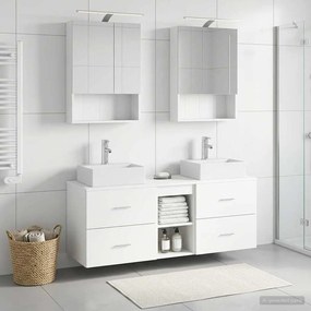 vidaXL Σετ Επίπλων Μπάνιου 5 pcs Λευκό Επεξεργασμένο Ξύλο και Γυαλί
