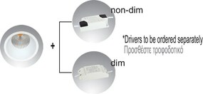 LED Σποτ Χωνευτό Dart 12W 3000K Στεγανό IP44 24° ⌀7,5cm Μαύρο Ματ