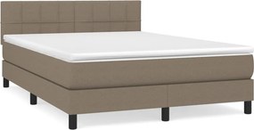 vidaXL Κρεβάτι Boxspring με Στρώμα Taupe 140x200 εκ. Υφασμάτινο