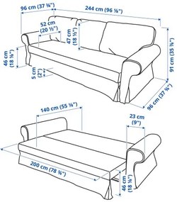 VRETSTORP τριθέσιος καναπές-κρεβάτι 594.912.42