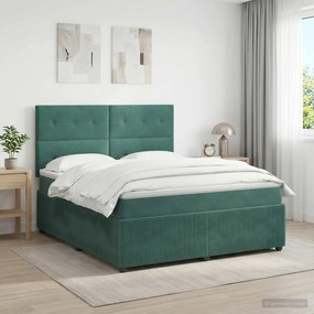 vidaXL Κρεβάτι box spring με στρώμα Σκούρο Πράσινο 140 x 190 cm