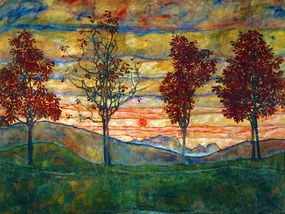 Αναπαραγωγή Four Trees (Vintage Landscape) - Egon Schiele, (40 x 30 cm)