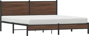 vidaXL Σκελετός Κρεβ. Χωρίς Στρώμα Καφέ Δρυς 183x213 εκ. Μεταλλικό