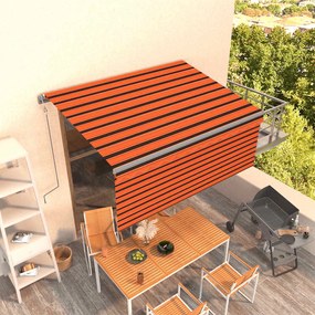 vidaXL Τέντα Συρόμενη Αυτόματη με Σκίαστρο Πορτοκαλί/Καφέ 3,5 x 2,5 μ.