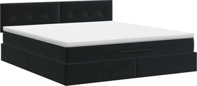 vidaXL Κρεβάτι Ottoman με στρώμα Μαύρο 140 x 190 cm Βελούδο