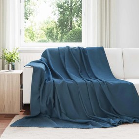 vidaXL Κουβέρτα Σκούρο μπλε 270 x 240 cm Μαλλί