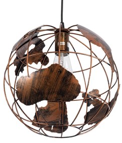 GloboStar EARTH 01662 Vintage Industrial Κρεμαστό Φωτιστικό Οροφής Μονόφωτο 1 x E27 AC220-240V IP20 - Φ30 x Υ30cm - Καφέ Σκουριά Μεταλλικό Πλέγμα - 5 Χρόνια Εγγύηση