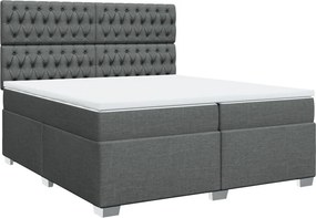 vidaXL Κρεβάτι Boxspring με Στρώμα Σκούρο Γκρι 200x200 εκ. Υφασμάτινο