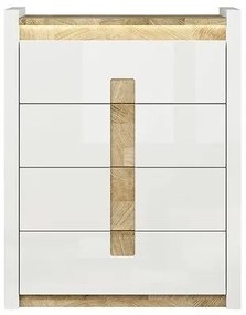 Σιφονιέρα Boston BH110, Westminster δρυς, Γυαλιστερό λευκό, Με συρτάρια, Αριθμός συρταριών: 4, 123x97x42cm, 58 kg | Epipla1.gr