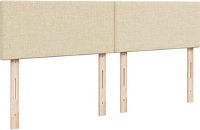 vidaXL Κρεβάτι Boxspring με Στρώμα Κρεμ 200x200 εκ. Υφασμάτινο