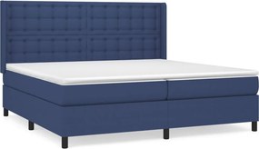 vidaXL Κρεβάτι Boxspring με Στρώμα Μπλε 200x200 εκ. Υφασμάτινο