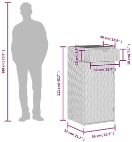 Ντουλάπι Αποθήκευσης Κήπου Καφέ 55x55x111 εκ. Συνθετικό Ρατάν - Καφέ