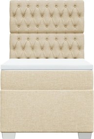 vidaXL Κρεβάτι Boxspring με Στρώμα Κρεμ 90x200 εκ.Υφασμάτινο
