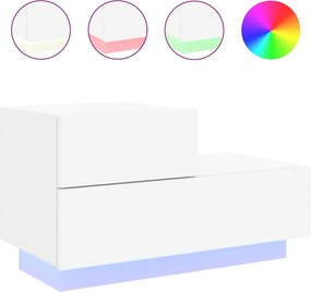 vidaXL Κομοδίνο με Φώτα LED Λευκό 70 x 36 x 40,5 εκ.