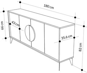 Μπουφές Gora σε Λευκό - Μόκα 180x35.6x82εκ. 180x35.6x82 εκ.