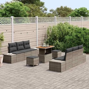 vidaXL Σετ Καναπέ Κήπου με μαξιλάρι 9 pcs Ανοιχτό Γκρι, Σκούρο Γκρι