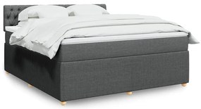 vidaXL Κρεβάτι Boxspring με Στρώμα Σκούρο Γκρι 180x200 εκ Υφασμάτιν