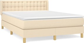 vidaXL Κρεβάτι Boxspring με Στρώμα Κρεμ 140x190 εκ. Υφασμάτινο
