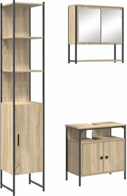 vidaXL Σετ Επίπλων Μπάνιου 3 pcs Δρύς Sonoma Επεξεργασμένο ξύλο