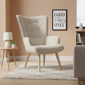 Πολυθρόνα Fluffy ύφασμα μπεζ-φυσικό πόδι 75x69x96εκ 75x69x96 εκ.