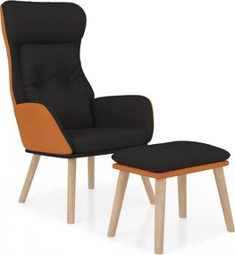 vidaXL Πολυθρόνα Relax Μαύρο από Συνθετικό Δέρμα &amp; Υφασμα με Υποπόδιο