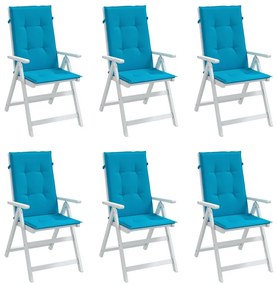 Μαξιλάρια Καρέκλας Κήπου με Πλάτη 6 τεμ. Μπλε 120x50x3 εκ. - Μπλε