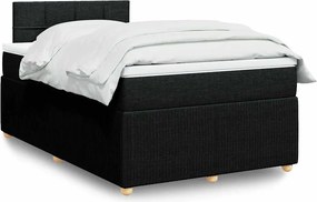 vidaXL Κρεβάτι Boxspring με Στρώμα Μαύρο 120x190 εκ. Υφασμάτινο