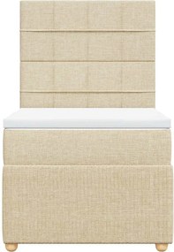 vidaXL Κρεβάτι Boxspring με Στρώμα Κρεμ 90x190 εκ.Υφασμάτινο