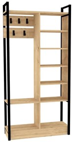 Έπιπλο Εισόδου Begonya 835PUQ5055 90x33x180cm Oak-Black Particle Board, Metal