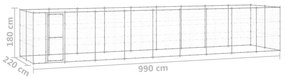 Κλουβί Σκύλου Εξωτερικού Χώρου 21,78 μ² από Γαλβανισμένο Χάλυβα - Ασήμι