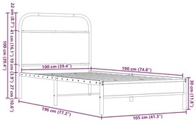 Πλαίσιο Κρεβατιού Χωρ. Στρώμα Καφέ Δρυς 100x190 εκ Επ. Ξύλο - Καφέ