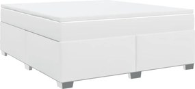 vidaXL Κρεβάτι Boxspring με Στρώμα Λευκό 180x200 εκ. Συνθετικό Δέρμα