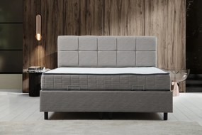 Double Mattress, Base &amp; Headboard Vitalia Set 150 x 200 - Light Grey Light Grey
