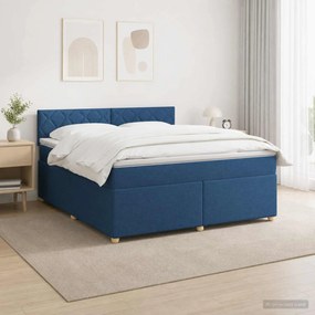 vidaXL Κρεβάτι box spring με στρώμα Μπλε 140 x 190 cm Ύφασμα