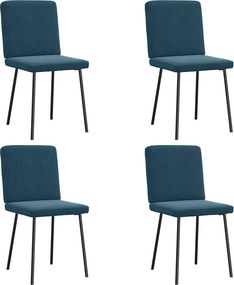 vidaXL Καρέκλες Τραπεζαρίας 4 τεμ. Μπλε Βελούδινες