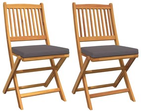 vidaXL Πτυσσόμενη Καρέκλα με μαξιλάρι 2 pcs Γκρι 49 x 57.5 x 92εκ