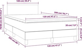 vidaXL Κρεβάτι Boxspring με Στρώμα Μαύρο 120 x 200 εκ. Βελούδινο