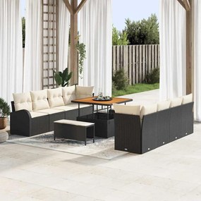 vidaXL Σετ Καναπέ Κήπου 11 pcs Μαύρο, Κρέμα 100 x 100 x 71 cm