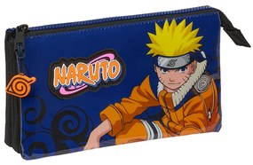 Τριπλή Κασετίνα Naruto Ninja Μπλε Μαύρο 22 x 12 x 3 cm