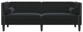 vidaXL Καναπές Chesterfield Argyle Μαύρο 194 x 74.5 x 70.5 εκ. Βελούδο