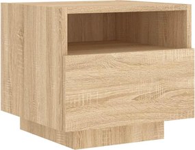 vidaXL Κομοδίνο με Φώτα LED Sonoma Δρυς 40 x 39 x 37 εκ.