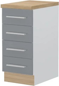 Επιδαπέδιο ντουλάπι Hudson R-40-4F-Λευκό - Γκρι - 40.00Χ60.00Χ88.00cm