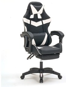 A9937 ΜΑΥΡΟ/ΛΕΥΚΟ PVC ΠΟΛΥΘΡΟΝΑ GAMING/ΜΕ ΥΠΟΠΟΔΙΟ ZITA PLUS 64X59X43-112/53-125εκ.